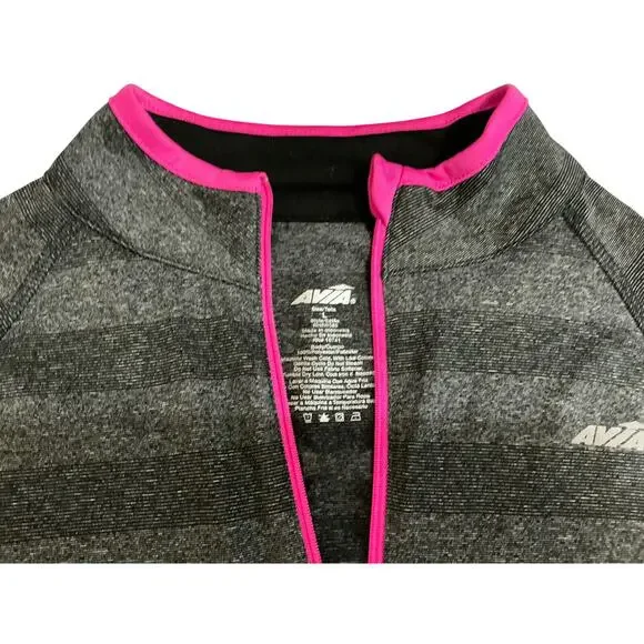Avia Women’s Gray Striped Long Sleeve Quarter-Zip Pullover Top Size Large - Picture 8 of 11